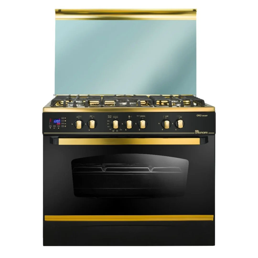 Unionaire Gas Cooker 5 Burners Cast Iron Black x Gold C6090SGBGC511IDSFOROS