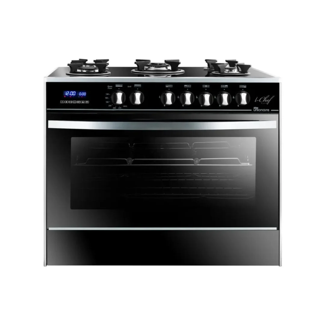 Unionaire I-Chef Cooker 5 Burners Digital Gas  Black C6090GSAC383IDSHS