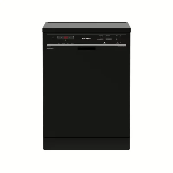 غسالة اطباق شارب 60 سم شاشة رقمية 8 برامج أسود 15 فرد QW-V815-BK2