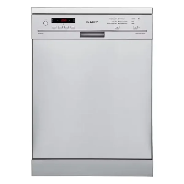 غسالة اطباق شارب 60 سم شاشة رقمية 8 برامج سيلفر 15 فرد QW-V815-SS2