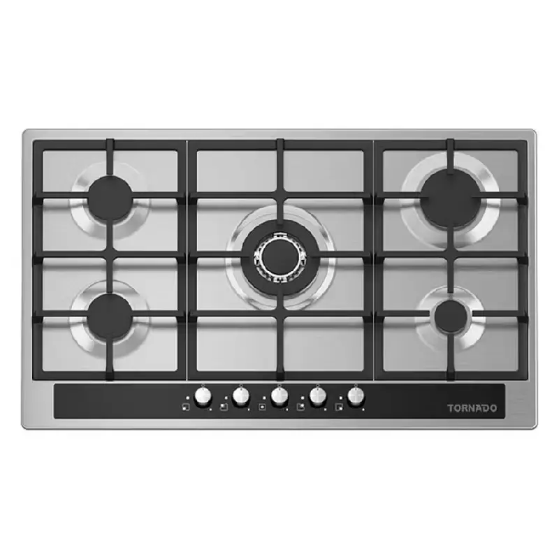 Tornado Built In Gas Hob 5 Burners Stainless Steel GHV-M90CSU-BK