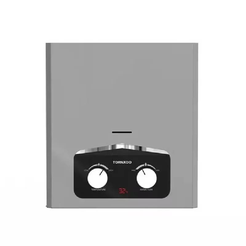 سخان غاز تورنيدو 6 لتر بدون مدخنة فضي تسخين فوري وأداء موثوق