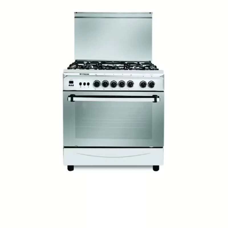 Fresh Italiano Gas Cooker 5 Burners Cast Digital Safety Fan Silver 4892