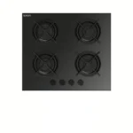 Fresh Built In Hob 4 Burners Glass Cast Iron Black HFR60CMGC1