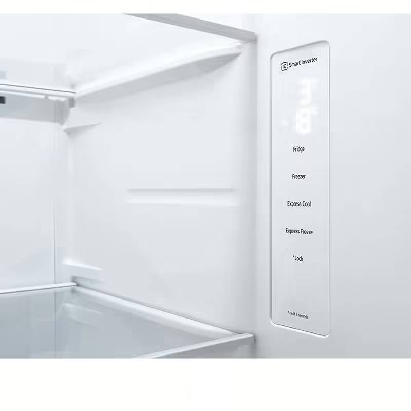 احصل علي ثلاجة إل جي 655 لتر خاصية Door Cooling فضي باب سايد باي سايد GCB257SLWL
