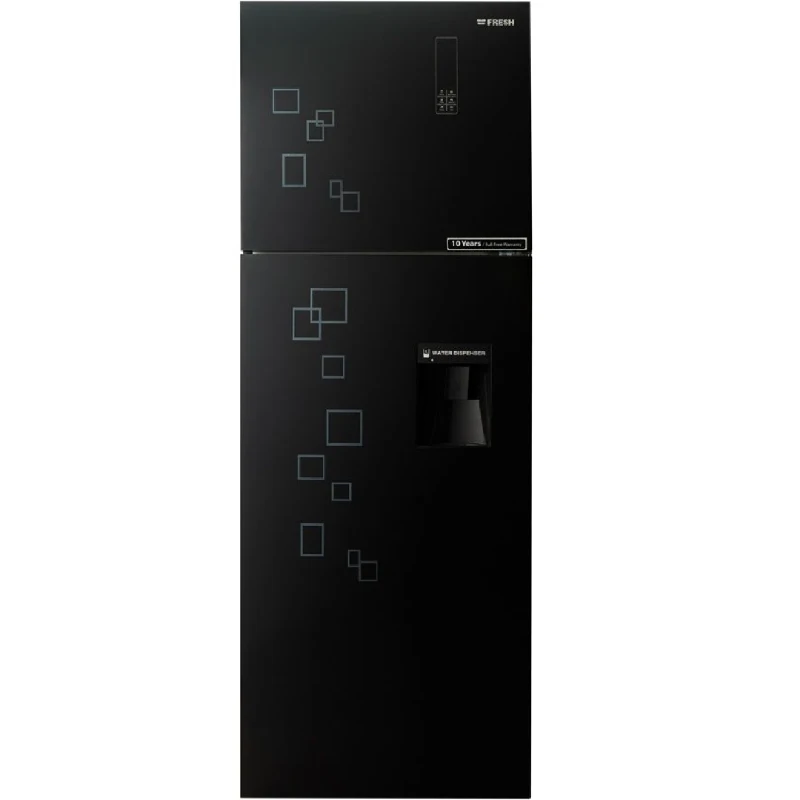 Fresh Digital Refrigerator 426 Liters Glass DigitalWith Water Dispenser Black FNTDR540YGB