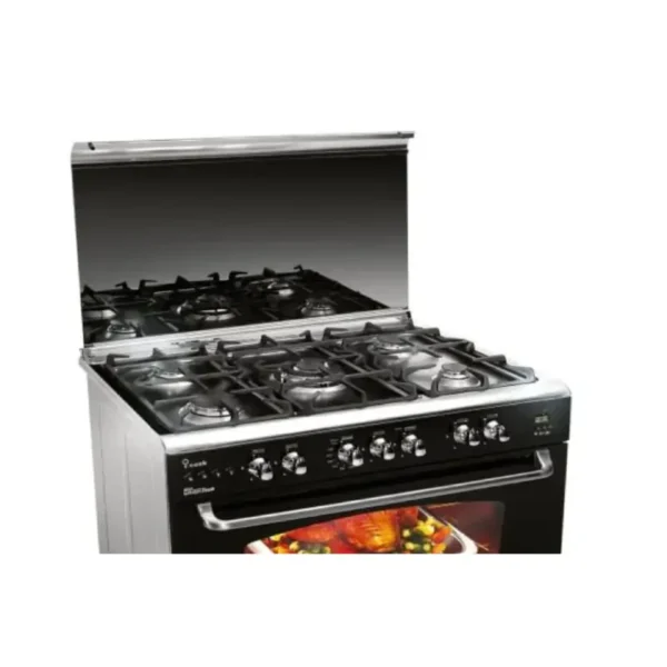 Unionaire ICook Gas Cooker 5 Burners Plus Smart Stainless Steel × Black C6090SS-DC-511-IDSC-S-P-2W