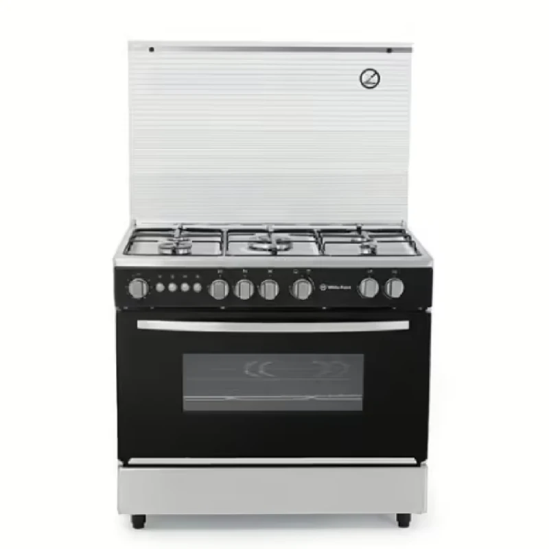 White Point ElAbd Gas Cooker 5 Burners Black Stainless Steel Top Fan WPGC8060BPXAN