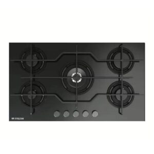 Fresh Built In Hob 5 Burners Glass Full Safety Black Glass 9623