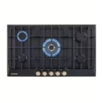 Fresh Built-In Hob 5 Burner Gas Cast Iron Safety Black 9845