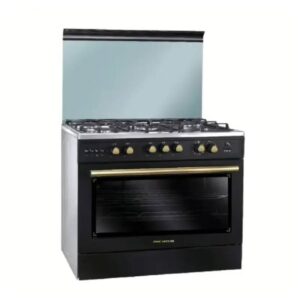 a black and silver stove