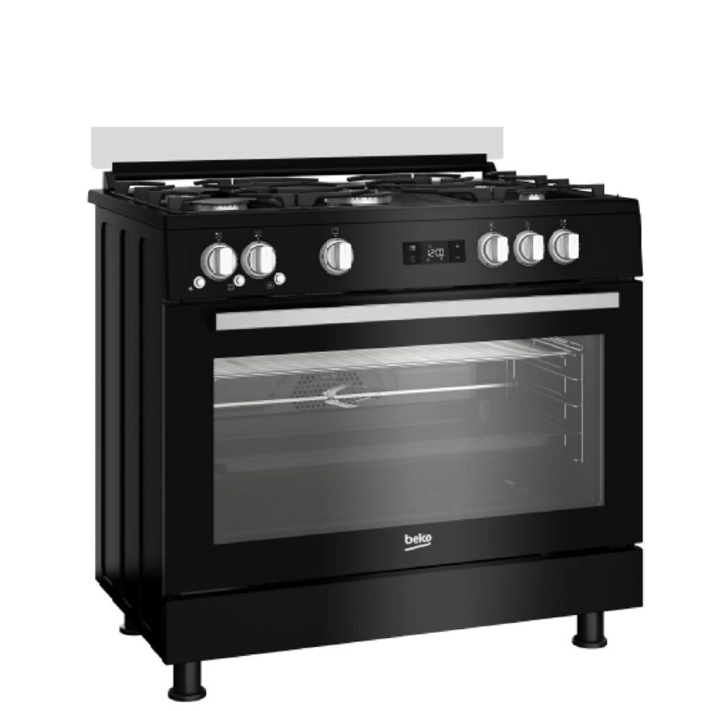 Beko Gas Cooker 5 Burners Black x Silver Safety System GGR15325FXNBE