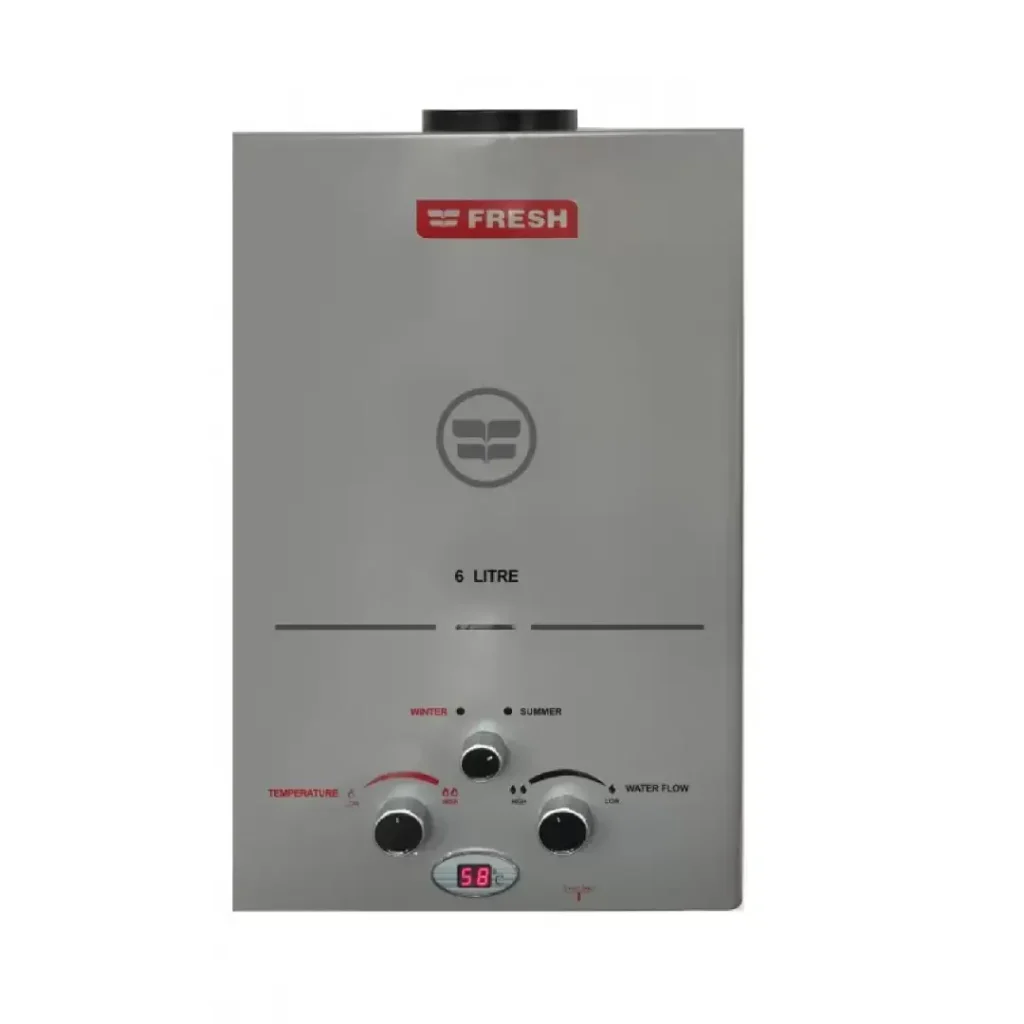 Fresh Spa Gas Water Heater 6 Liters with Adapter Silver 10962