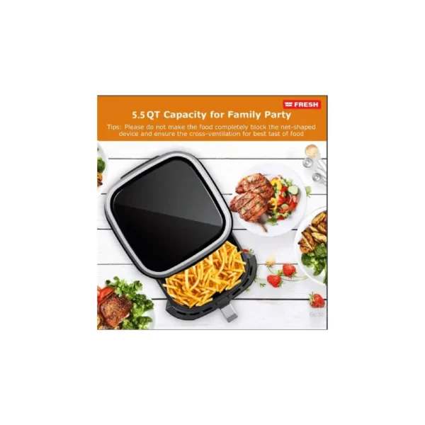 Fresh Air Fryer 7 Liters 1800 Watt X-Large Black × Silver FAF-M1800B (18916)