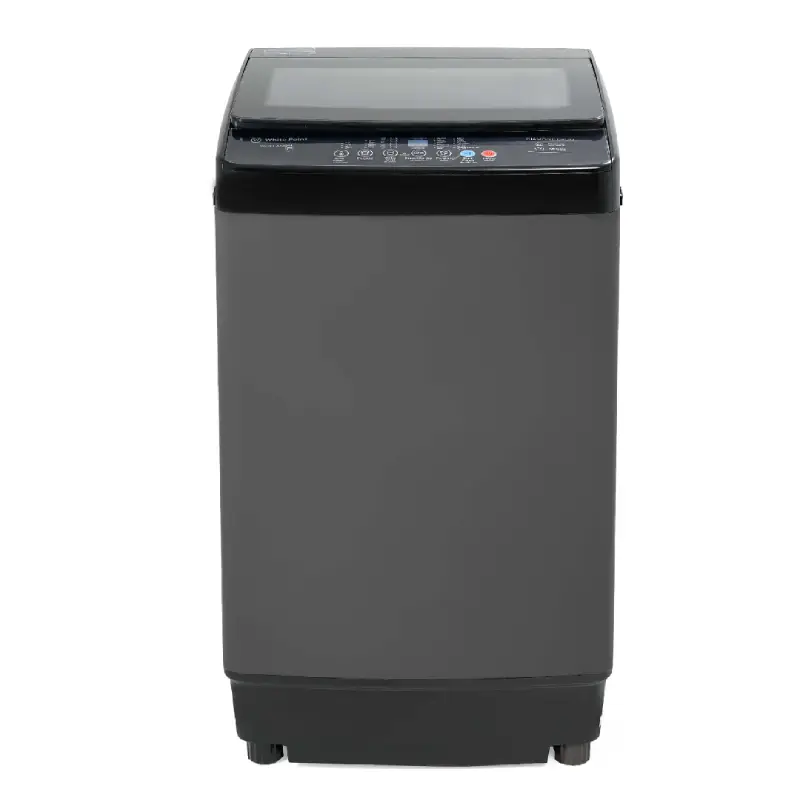 WhitePoint El-Abd Washing Machine 10kg Top Loading Black Glass Door Silver WPTL10DGBAL