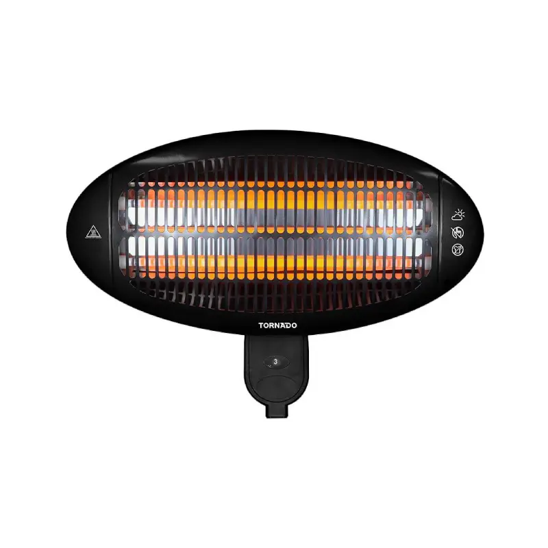 Tornado Halogen Heater 2000 Watt Wall Mounted Black THH-2000W