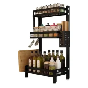 Spice Rack 3-Tier Stainless Steel Black Coated
