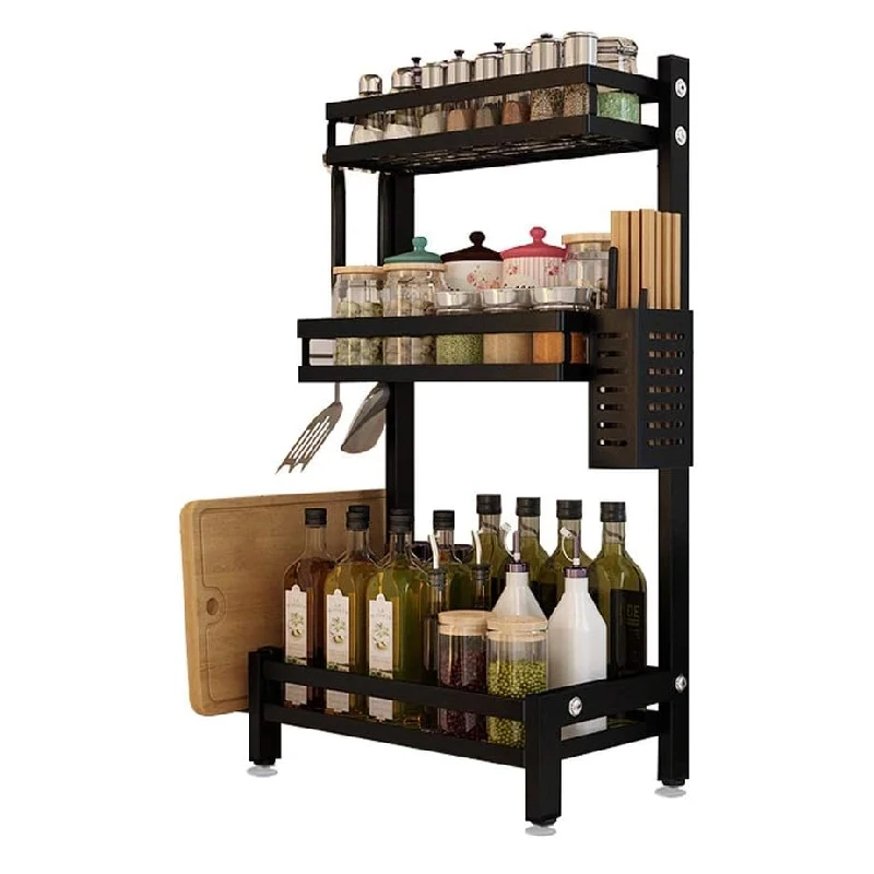 Spice Rack 3-Tier Stainless Steel Black Coated