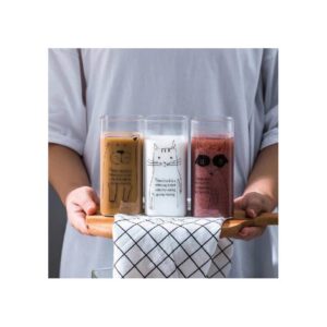 Cute Cartoon Glass Cup Heat Resistant Square Cup Without Lid Transparent