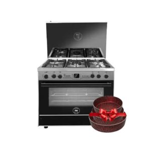 بوتجاز يونيون إير 90 سم 5 شعلة مودرن iCook مزود بنظام أوتو كوك سمارت كنترول، مروحتين لتوزيع الحرارة، تصميم استانلس ستيل عصري، موديل C69SS-PC-511-ICPS2F-1S-2W-AL