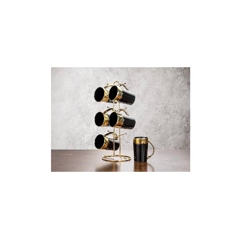 Lotus cafe mug set 6 Pieces with stand 1049 Domino