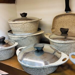 Granite Pot Set 15P Turkish Valez Hikaya Creamy