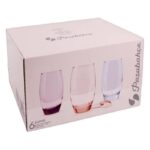 Barrel Colored Glass Cup Set 6 Pieces