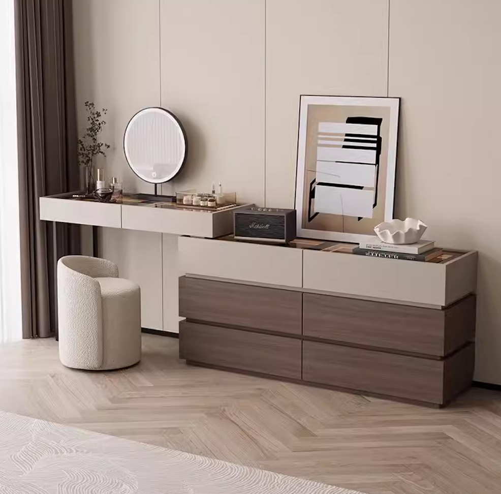 Dressing Table Without Chair Red Beech Wood Off-White