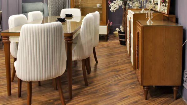 Norma Capitonné Dining Room Set - Red Beech & Counter Wood with Natural Veneer