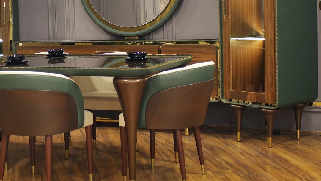 Rolex Dining Room Set - Solid Beech Wood with Premium Leather Upholstery