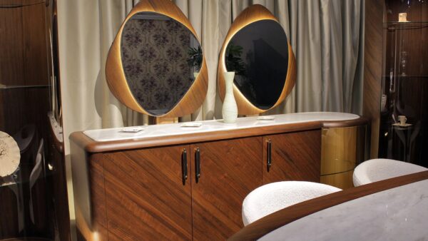 Ronzi Dining Room Set – Red Beech & High-Quality Pine Wood with Marble Inlays
