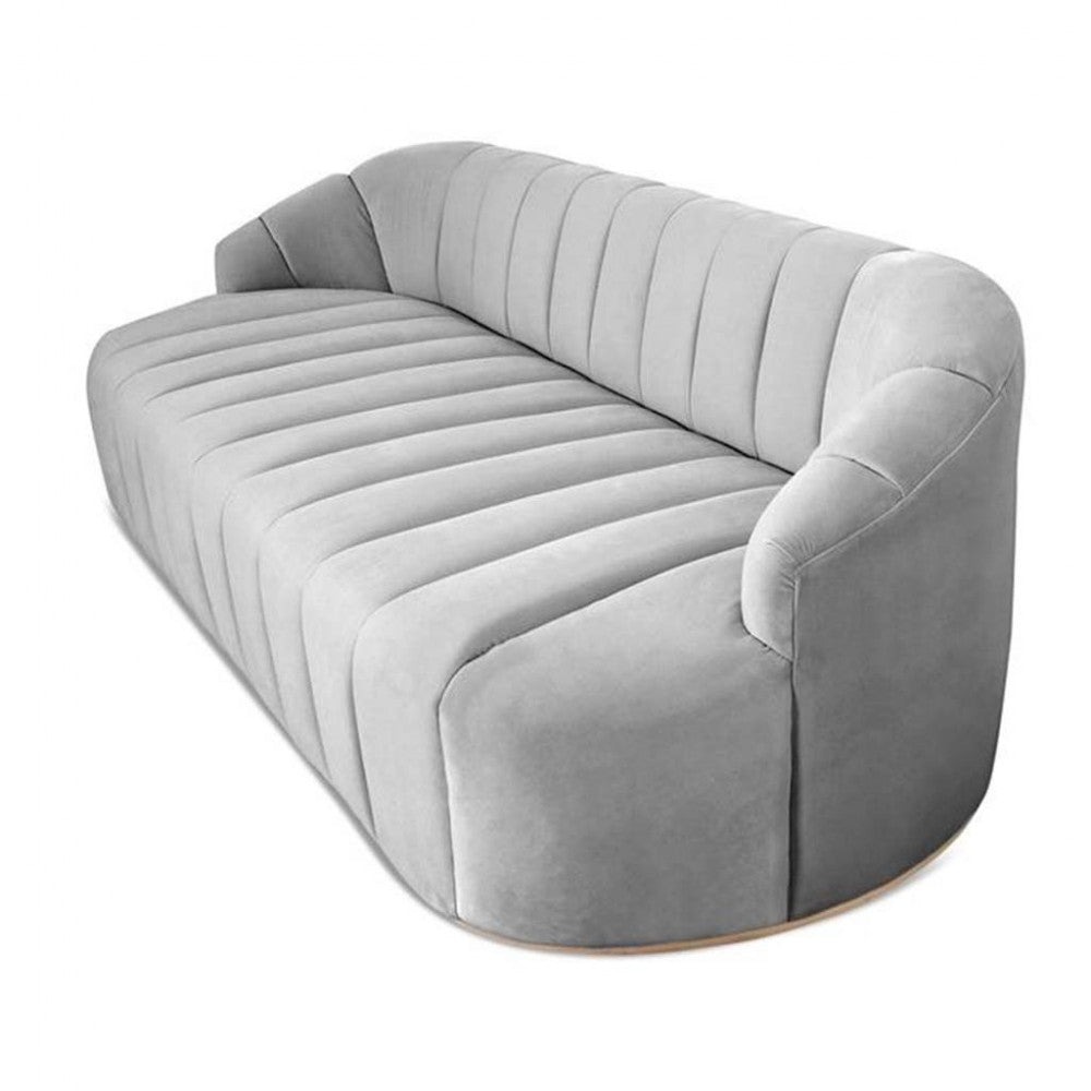 Safari 3-Seater Sofa - 200 cm Length, Red Beech Wood Slats, Imported Velvet Fabric, Taki Soft High-Density Foam