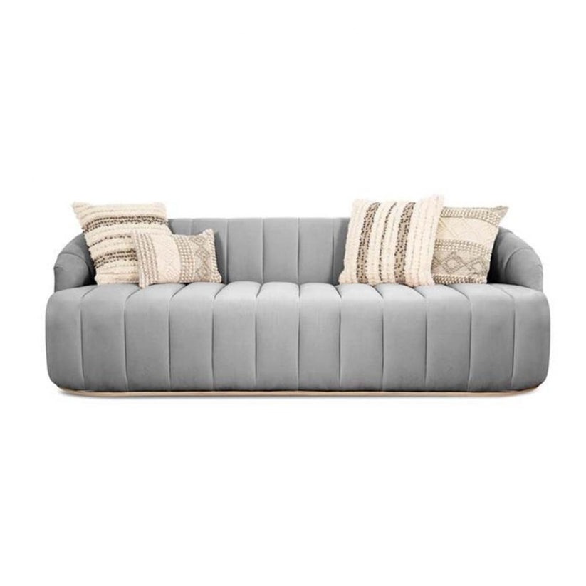 Safari 3-Seater Sofa - 200 cm Length, Red Beech Wood Slats, Imported Velvet Fabric, Taki Soft High-Density Foam