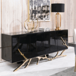 Red Beech Wood Buffet With High-Gloss Engineered Countertop