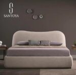 سرير متنجد سانتويا خشب زان أحمر 160×195 سم سرير مزدوج فاخر عصري