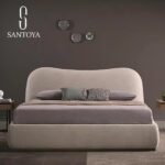 Santoya Upholstered Bed Solid Beech Wood 160x195 cm Luxury Modern Double Bed