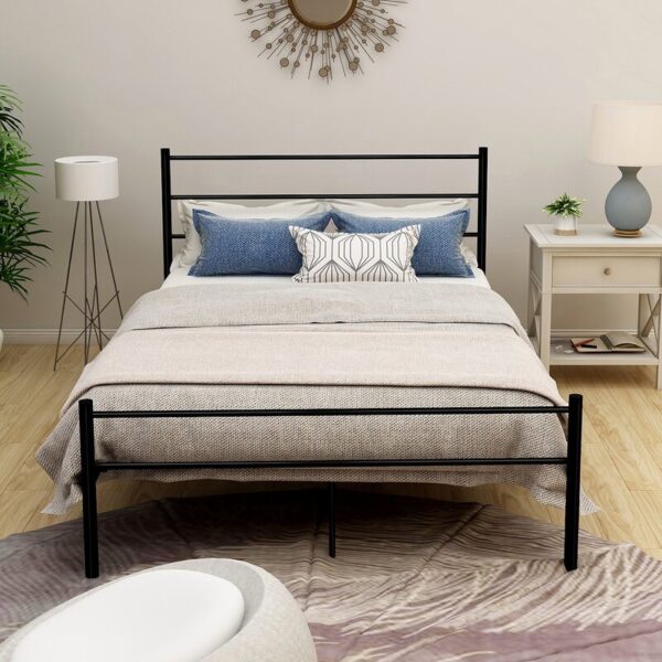سرير معدني مع الواح خشبية 200×120 سم Bed.11