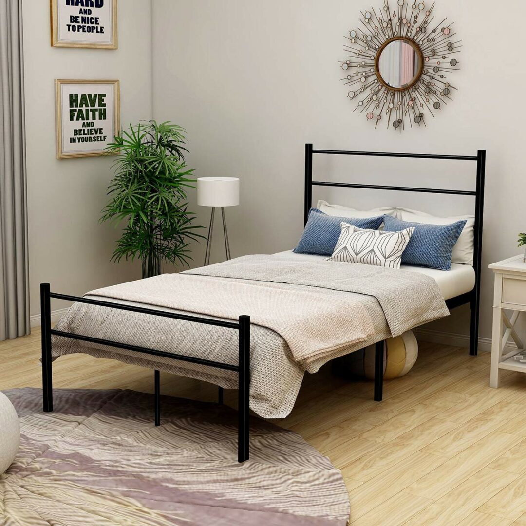 سرير معدني مع الواح خشبية 200×100 سم Bed.12