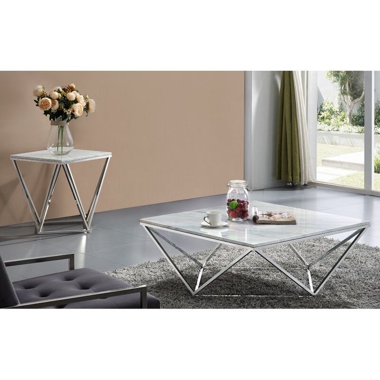 Set of 2 Center Tables Steel & Glass CT.100