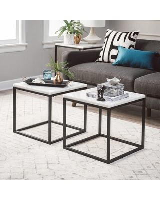 Set of 2 Center Tables Steel & Carrara Marble CT.27