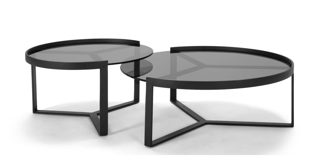 Set of 2 Center Tables Steel & Glass CT.67
