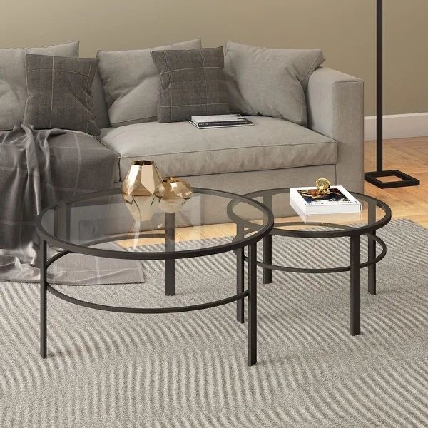 Set of 2 Center Tables Steel & Glass CT.99