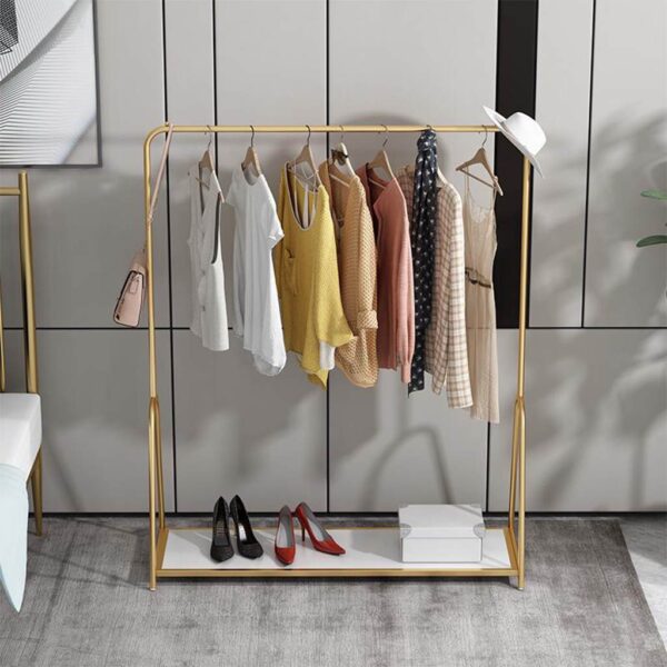 شماعة ملابس ستيل Cloths Hanger.13 مع قاعدة خشب MDF مقاس 100×40×180 سم