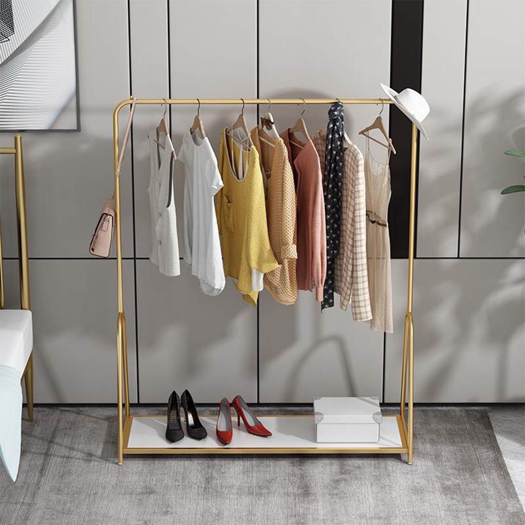 Steel Clothes Hanger Stand with MDF Base - Cloths Hanger.13 - 100×40×180 cm
