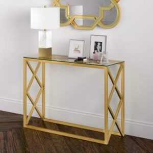 كونسول ستيل بسطح زجاج 100×35×90 سم Console.12