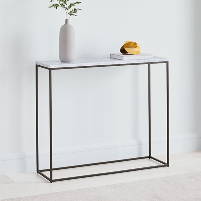 كونسول ستيل Console.17 مع سطح رخام كراره مقاس 110×40×90 سم