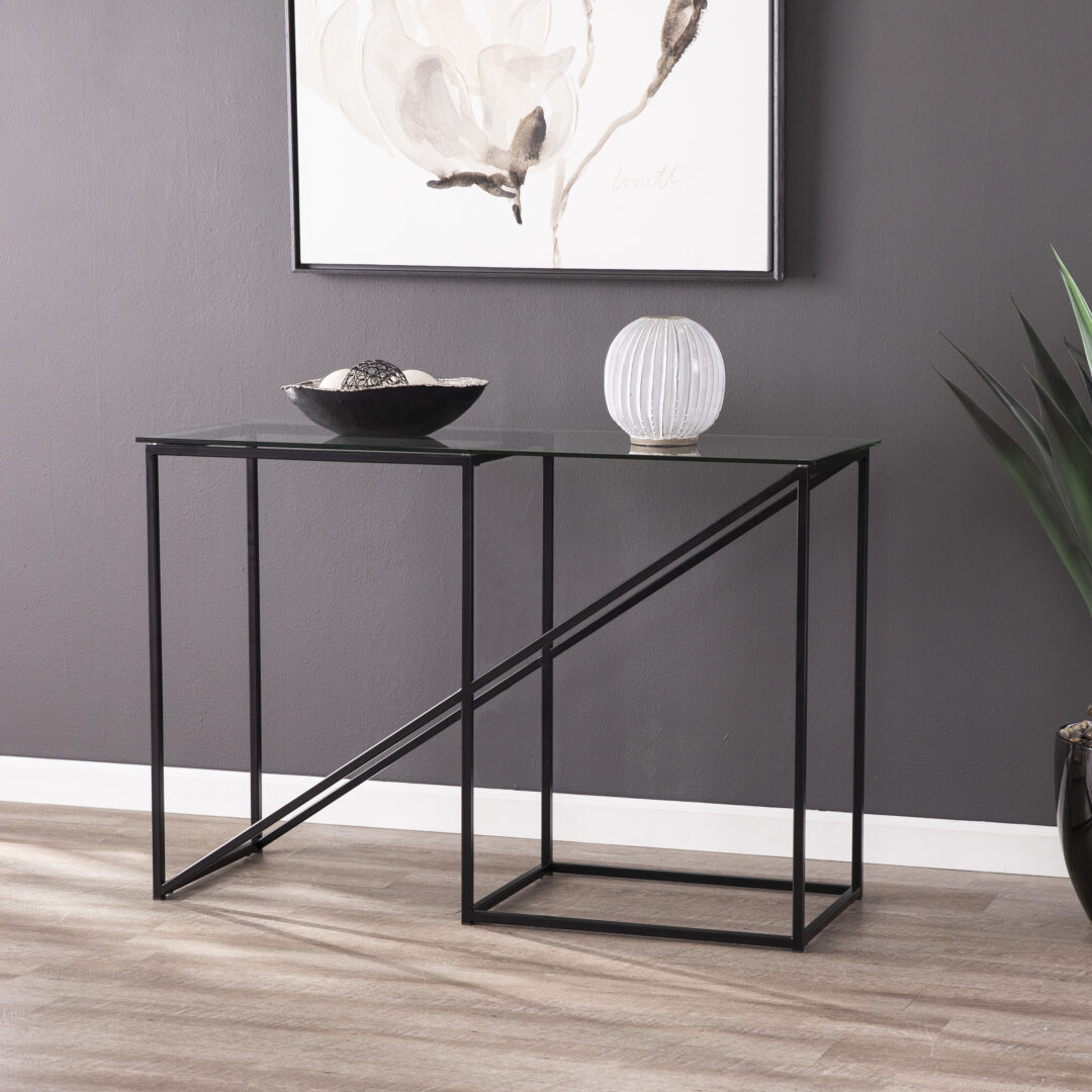 كونسول ستيل Console.5 مع سطح زجاجي مقاس 120×40×90 سم
