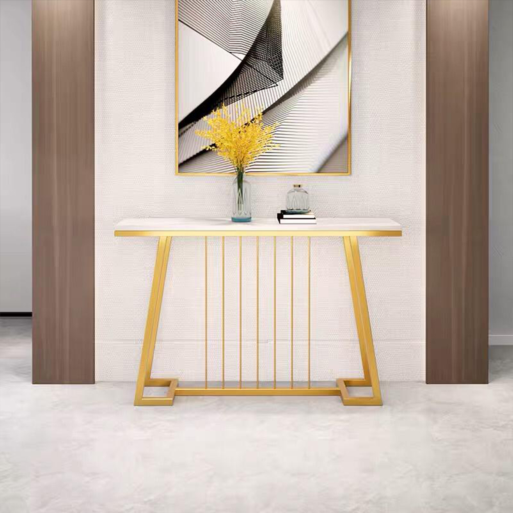Console Table Console 8 Electrostatic Coated Steel Frame with Carrara Marble Top