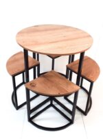 ترابيزة سفرة Dining.3 ستيل مع سطح خشب MDF مقاس 100×100×75 سم