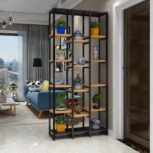 مكتبة عرض Display Unit.5 ستيل مع رفوف ام دي اف مقاس 120×35×200 سم